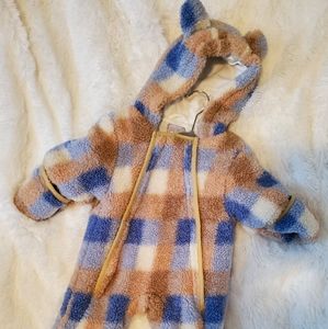Baby bunny ears fleece suit